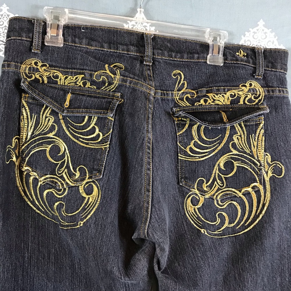 Old Skool Gold Embroidered Jeans